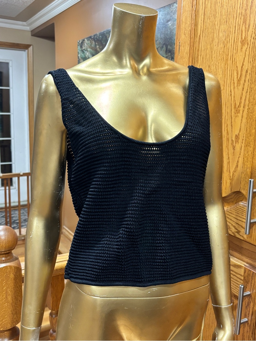 Frame Denim Black Scoop Knit/ crochet Tank